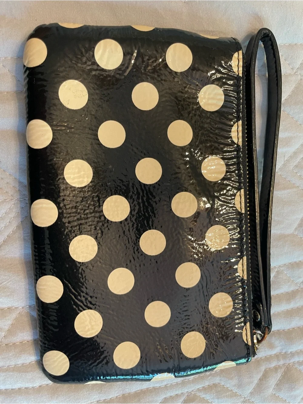kate spade Black Polka Dot Patent Leather Wristlet